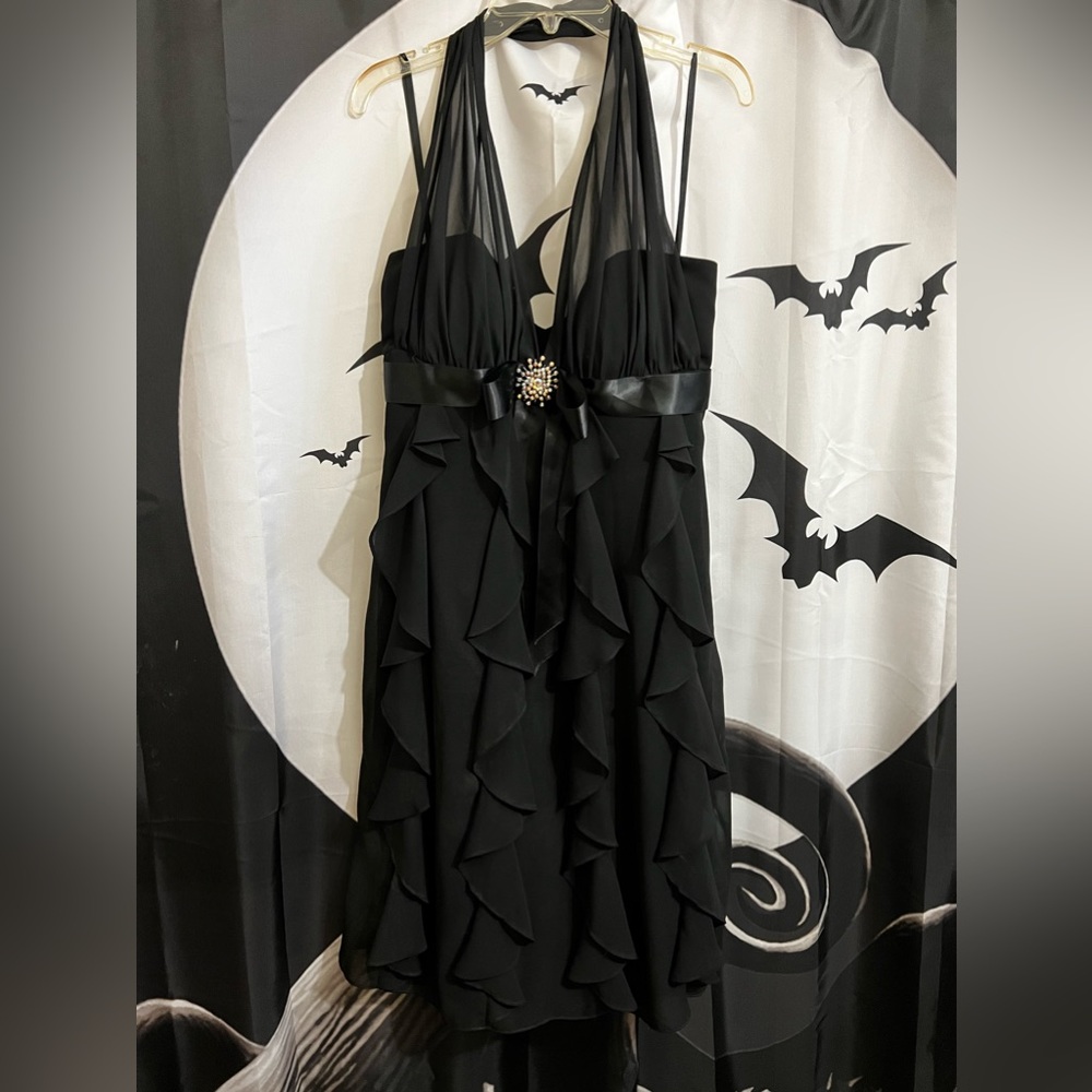 Betsey and Adam Black Ruffle Coctail dress